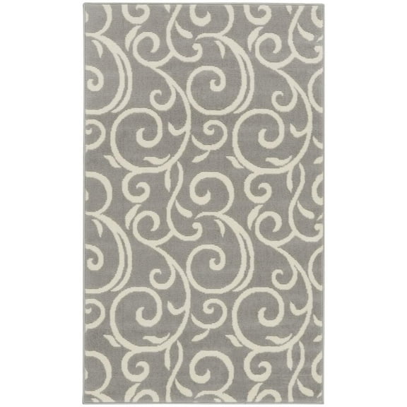 Nourison Grafix Floral Grey 3' x 5' Area Rug, (3x5)