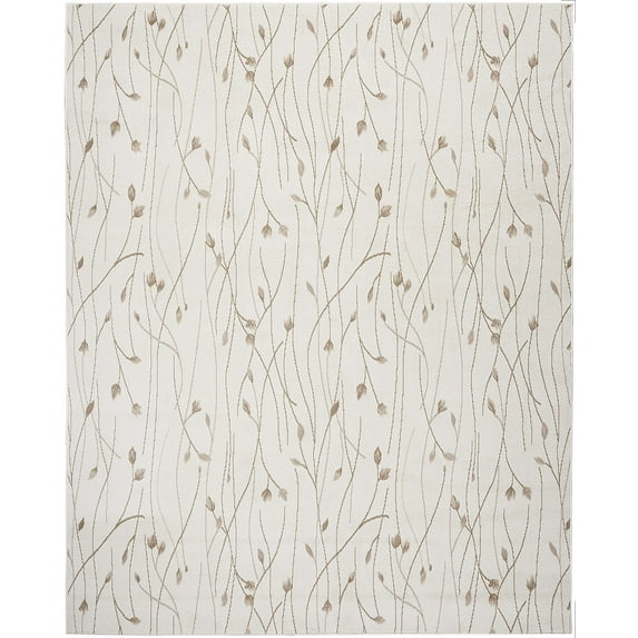 Nourison Grafix Floral Ivory Beige 5'3" x 7'3" Area Rug (5x7)