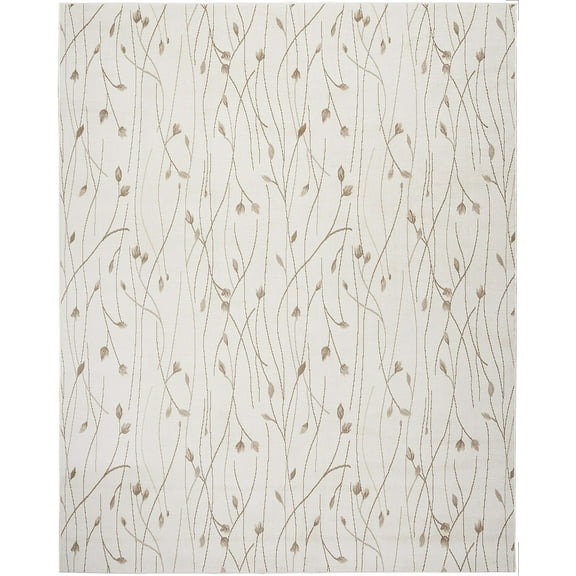 Nourison Grafix Floral Ivory Beige 7'10" x 9'10" Area Rug (8x10)