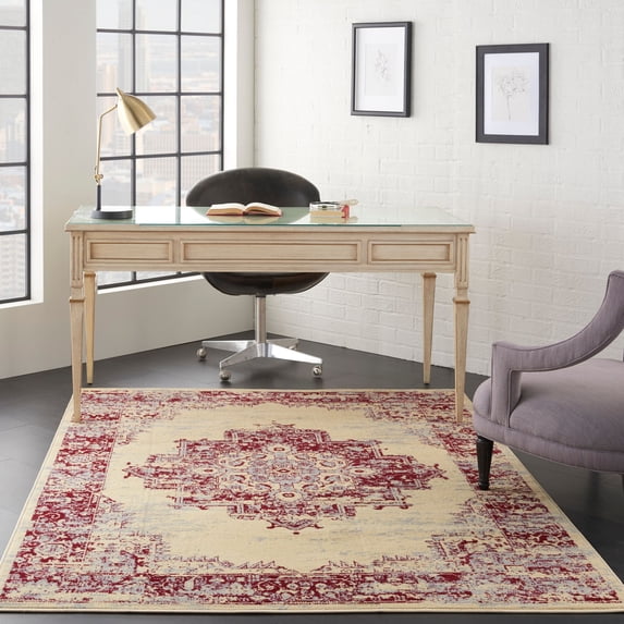 Nourison Grafix GRF14 Cream/Red Area Rug 5'3" x 7'3"