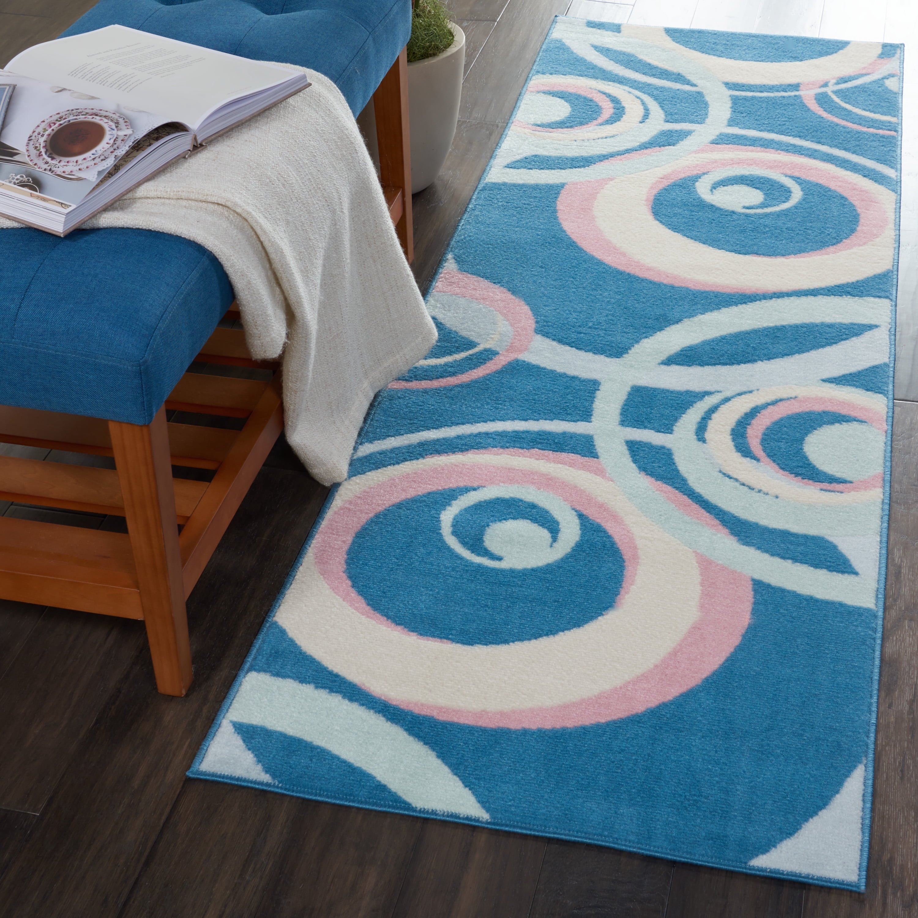 Nourison Grafix Geometric Blue Multi Colored 2'2
