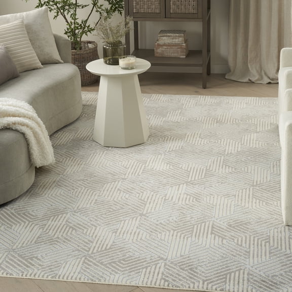 Nourison Grafix Geometric Grey 5'3" x 7'3" Area Rug (5x7)