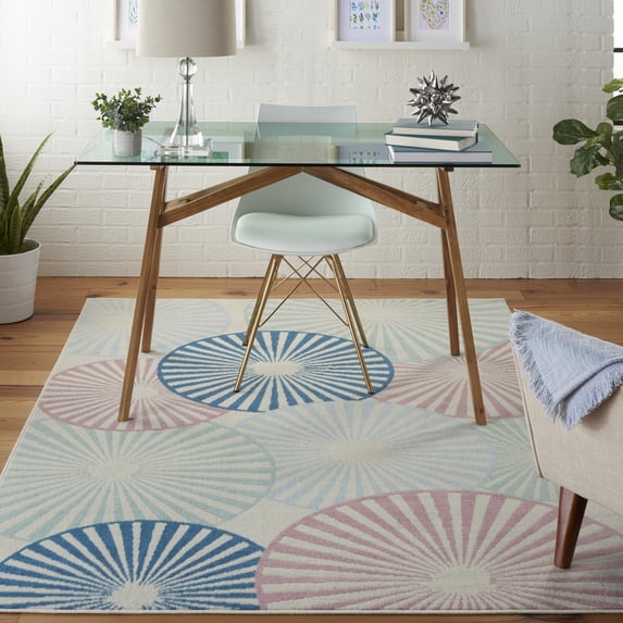 Nourison Grafix Geometric Ivory/Multi 3'9" x 5'9" Area Rug, (4x6)