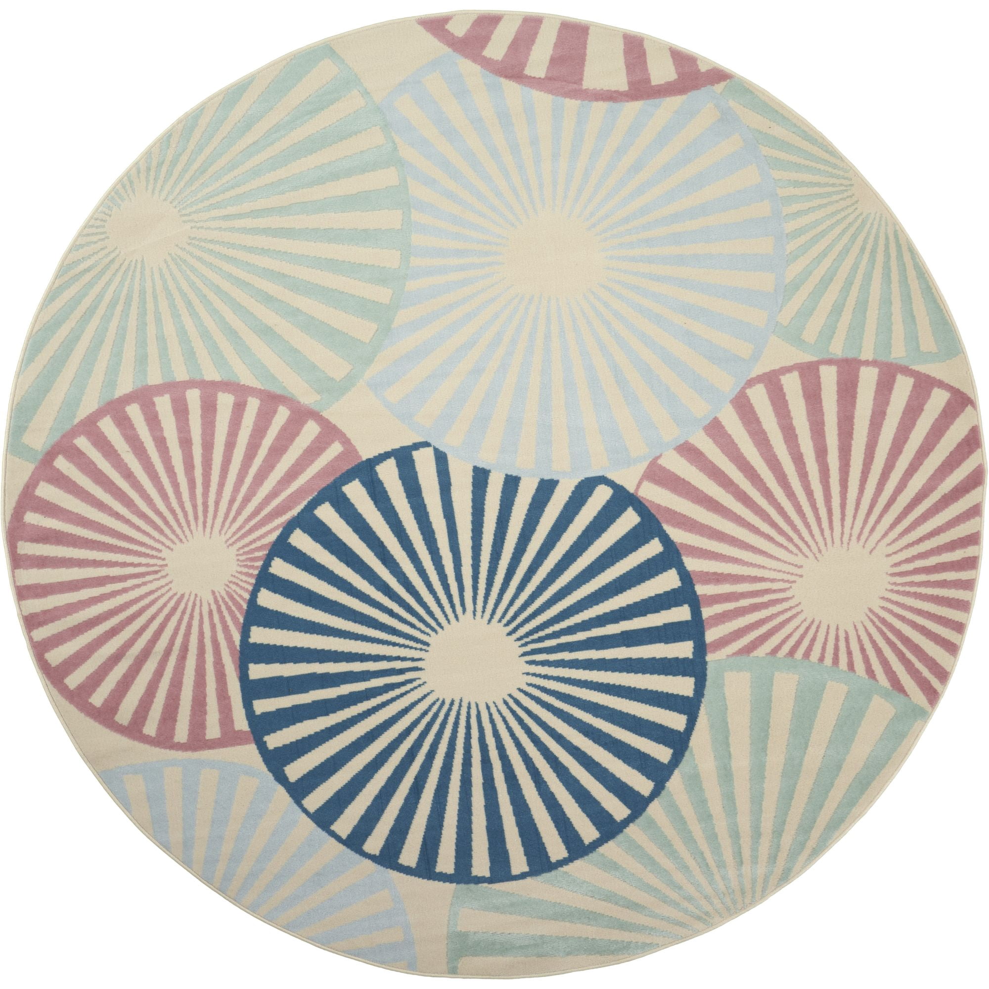 Nourison Grafix Geometric Ivory/Multi 8' x ROUND Area Rug, (8 Round)