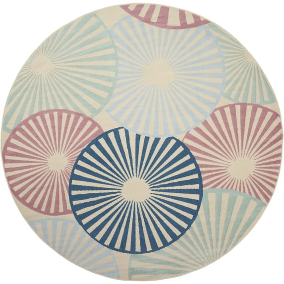 Nourison Grafix Geometric Ivory/Multi 8' x ROUND Area Rug, (8 Round)