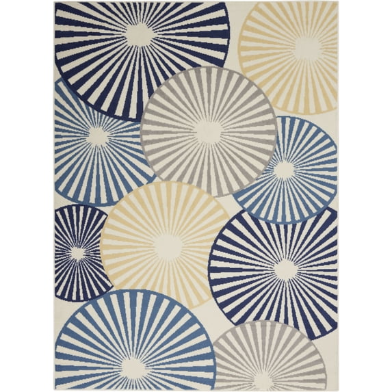 Nourison Grafix Geometric White 5'3" x 7'3" Area Rug, (5x7)