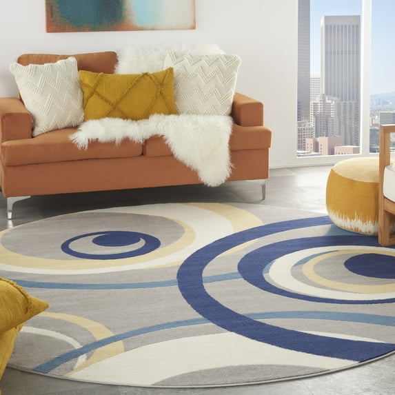 Nourison Grafix Mid-century Geometric Grey Area Rug