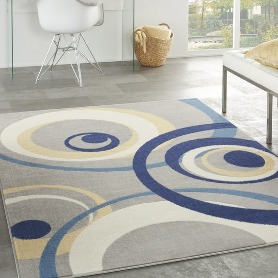 Nourison Grafix Mid-century Geometric Grey Area Rug