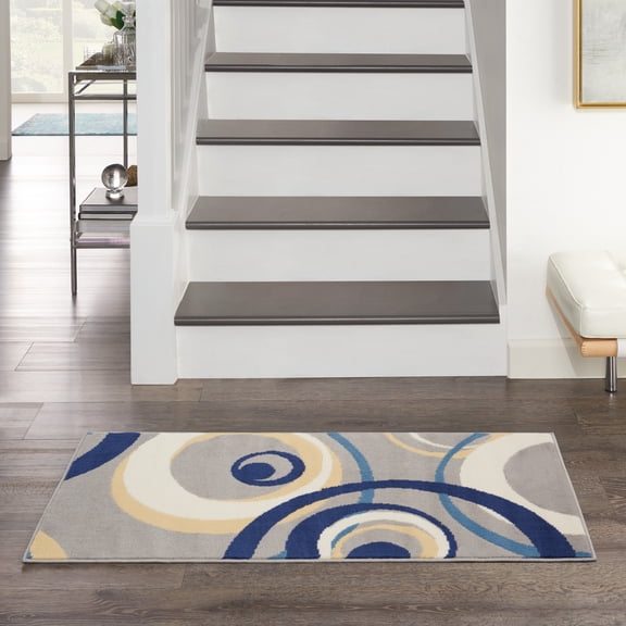 Nourison Grafix Mid-century Geometric Grey Area Rug