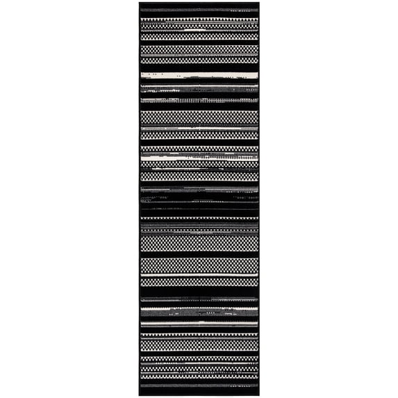 Nourison Grafix Modern Black White 2'3" x 7'6" Area Rug (2x8)