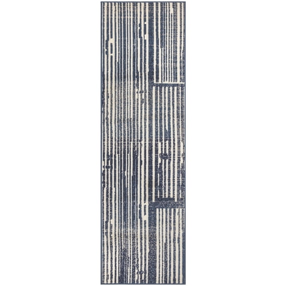 Nourison Grafix Modern Blue Grey 2'3" x 7'6" Area Rug (2x8)