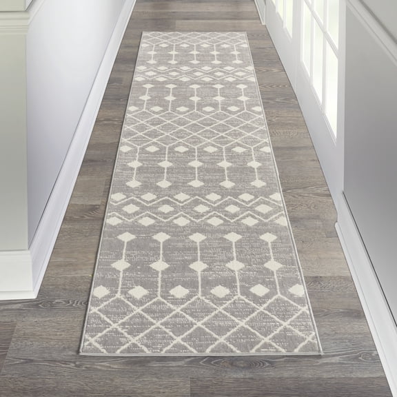 Nourison Grafix Modern Bohemian Grey 2'3" x 10' Area Rug, (10' Runner)