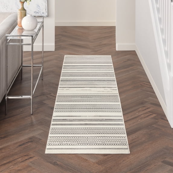 Nourison Grafix Modern Ivory Grey 2'3" x 7'6" Area Rug (2x8)