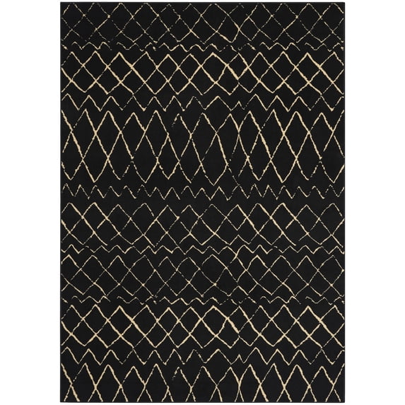 Nourison Grafix Modern Moroccan Black 6' x 9' Area Rug, (6' x 9')