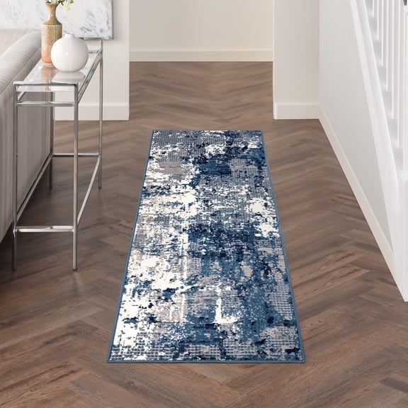Nourison Grafix Modern Navy Blue 2'3" x 7'6" Area Rug (2x8)