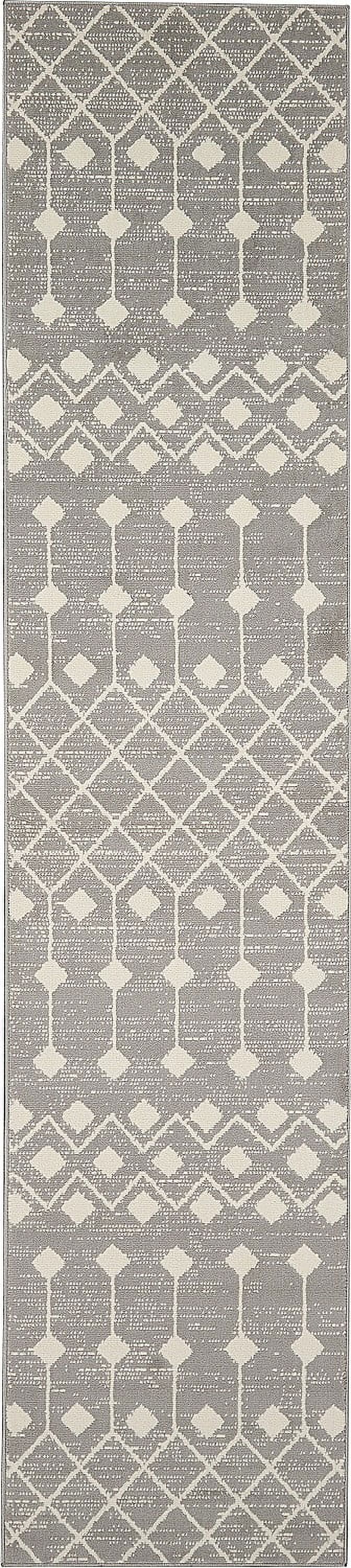 Elysian Geometric Gray Hand-Knotted 2'3" x 7'6" Synthetic Area Rug