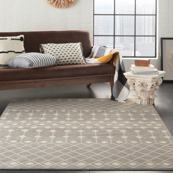 Nourison Grafix Moroccan Grey 5'3" x 7'3" Area Rug, (5x7)