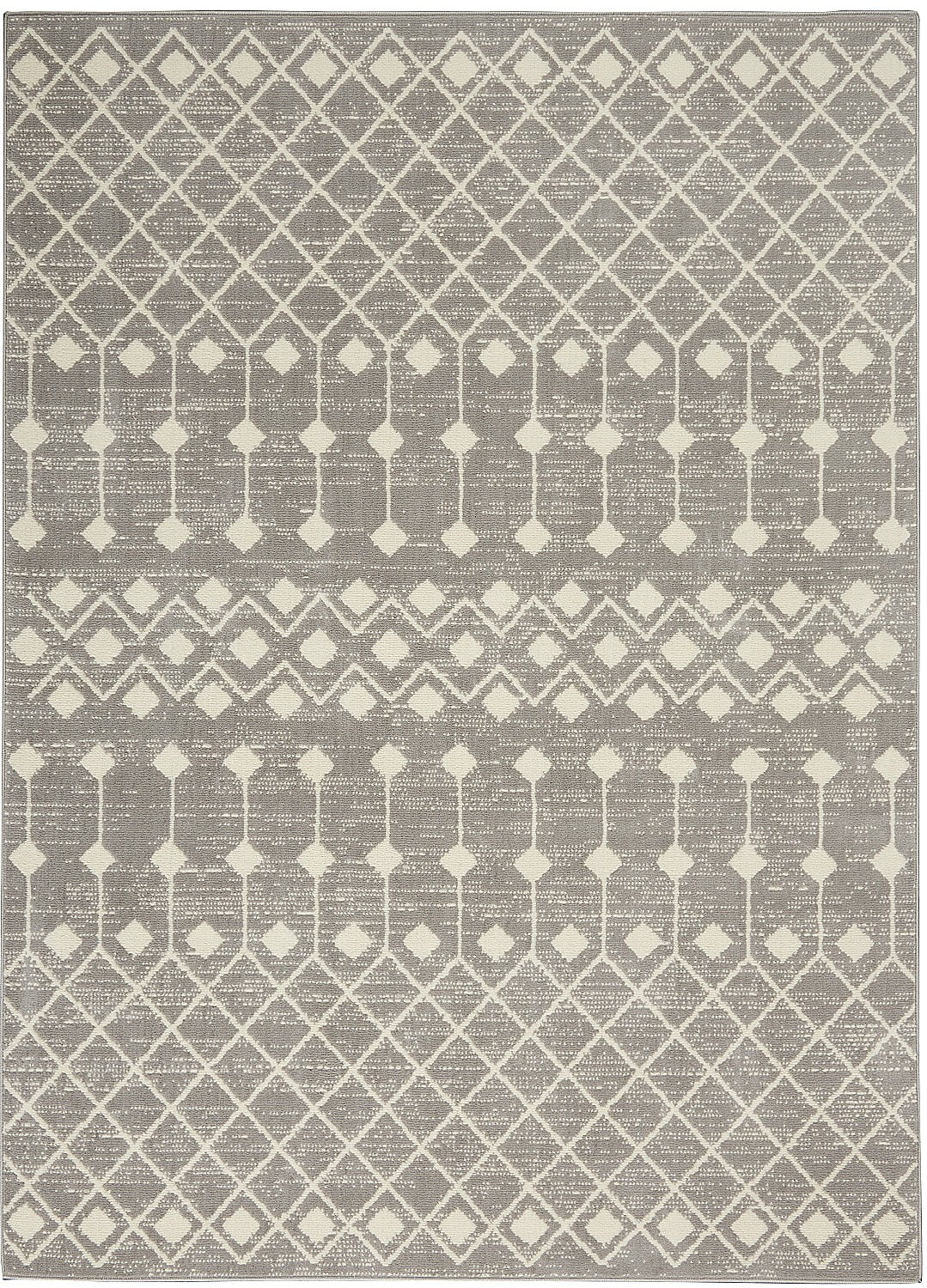 Transfixing Moroccan Diamond Gray and Ivory 5'3" x 7'3" Area Rug
