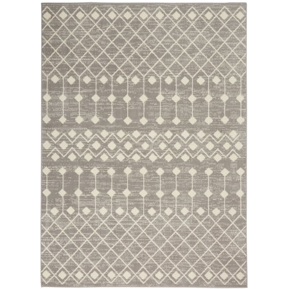 Nourison Grafix GRF37 Gray/Ivory Indoor Area Rug - 6' x 9'