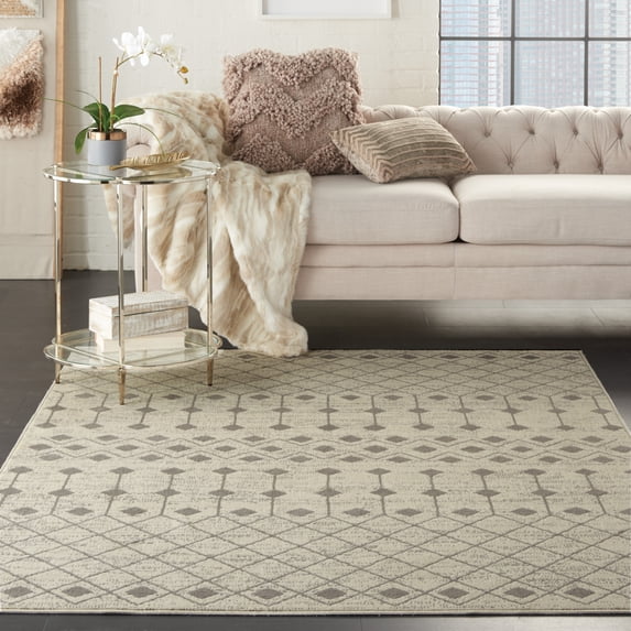 Nourison Grafix Moroccan Ivory/Grey 5'3" x 7'3" Area Rug, (5x7)