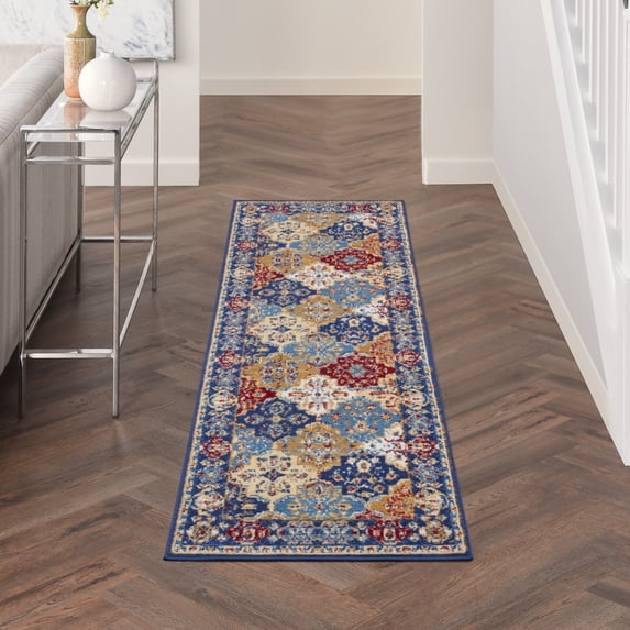 Nourison Grafix Moroccan Tiled Multicolor 2'3" x 7'6" Area Rug, (8' Runner)