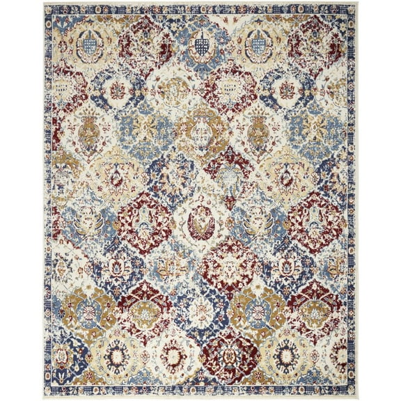 Nourison Grafix Persian Blue/Multicolor 7'10" x 9'10" Area Rug, (8x10)