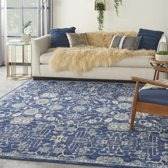 Nourison Grafix Persian Bordered Navy Area Rug