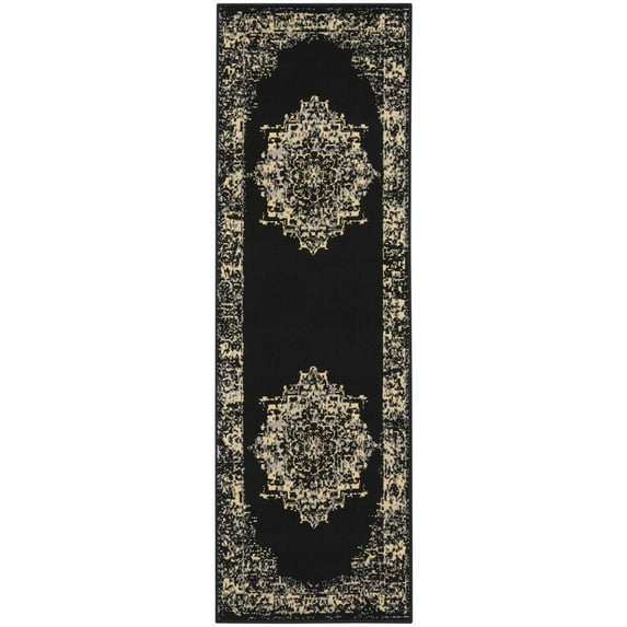 Nourison Grafix Persian Center Medallion Black Area Rug
