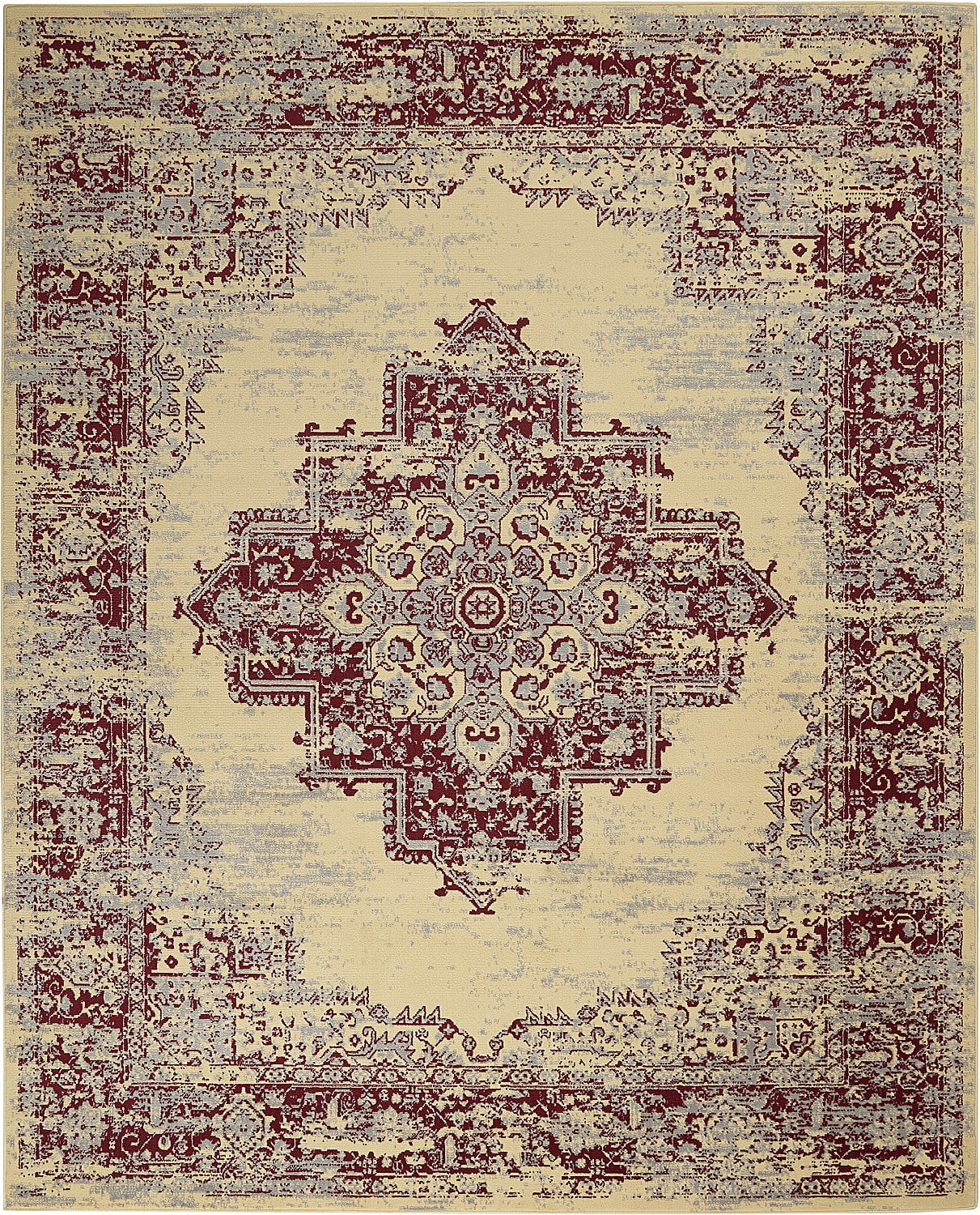 Nourison Grafix Persian Center Medallion Cream/Red Area Rug - Walmart.com