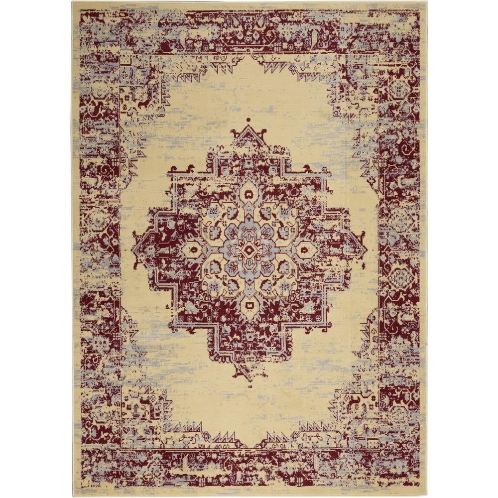 Nourison Grafix Persian Cream/Red 6' x 9' Area Rug, (6x9)