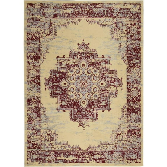 Nourison Grafix Persian Cream/Red 6' x 9' Area Rug, (6x9)