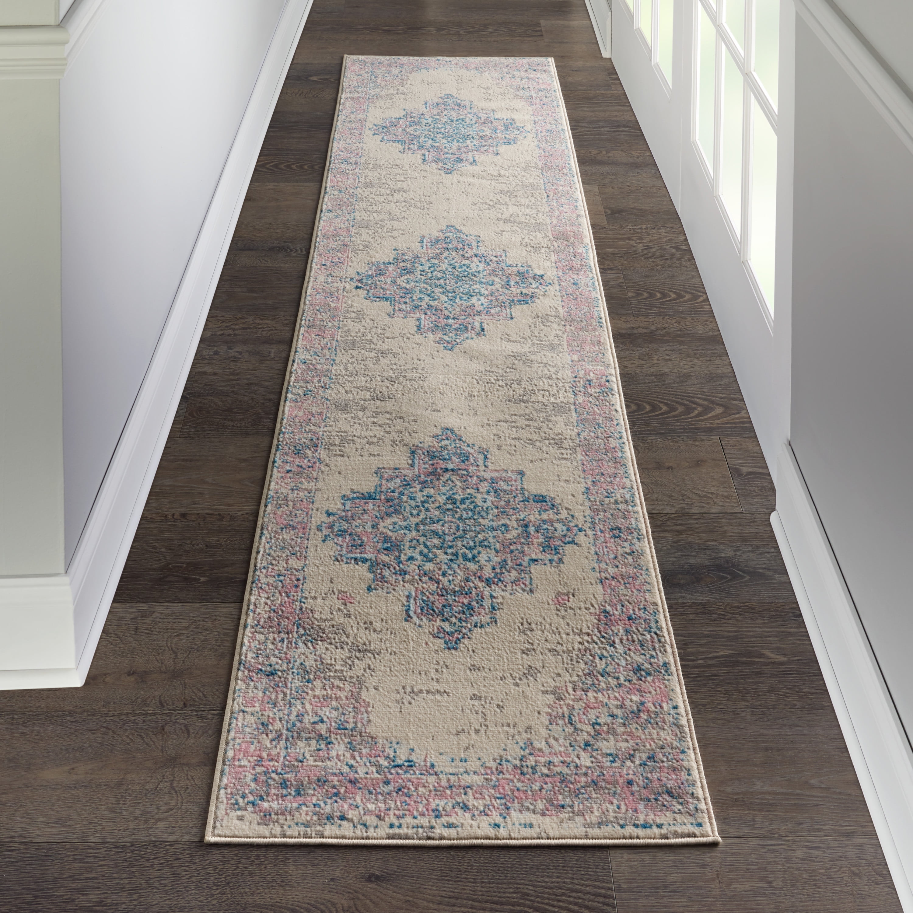 Nourison Grafix Persian Ivory/Pink 2'2" x 12' Area Rug, (2x12)