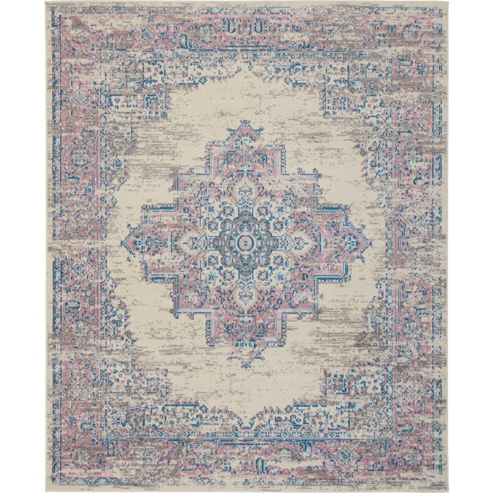 Handmade Ivory Medallion Rectangular Synthetic Rug