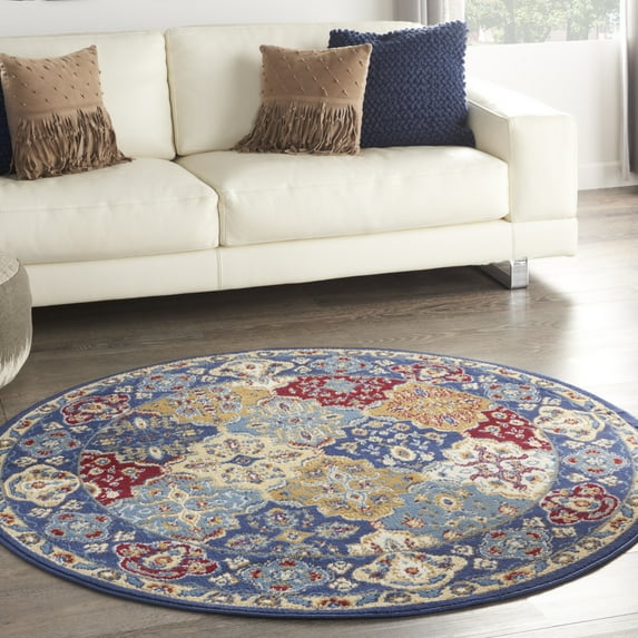 Nourison Grafix Persian Multicolor 5'3" x ROUND Area Rug, (5 Round)