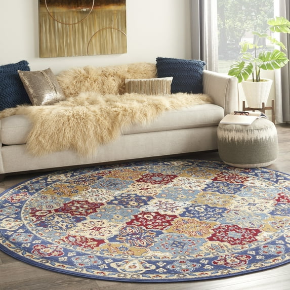 Nourison Grafix Persian Multicolor 8' x ROUND Area Rug, (8 Round)