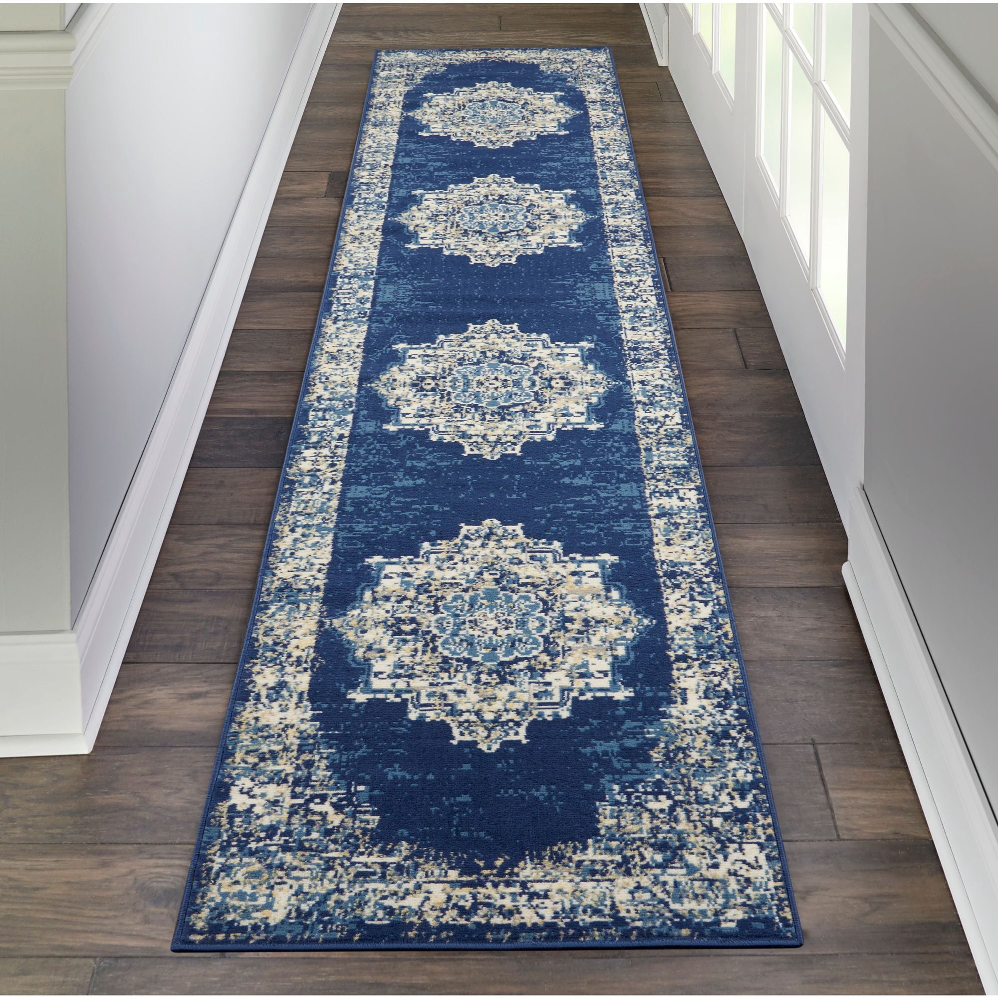 Nourison Grafix GRF14 Navy/White/Tan Indoor Area Rug - 2'3