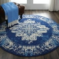 thumbnail image 1 of Nourison Grafix Persian Navy Blue 4' x ROUND Area Rug, (4 Round), 1 of 9