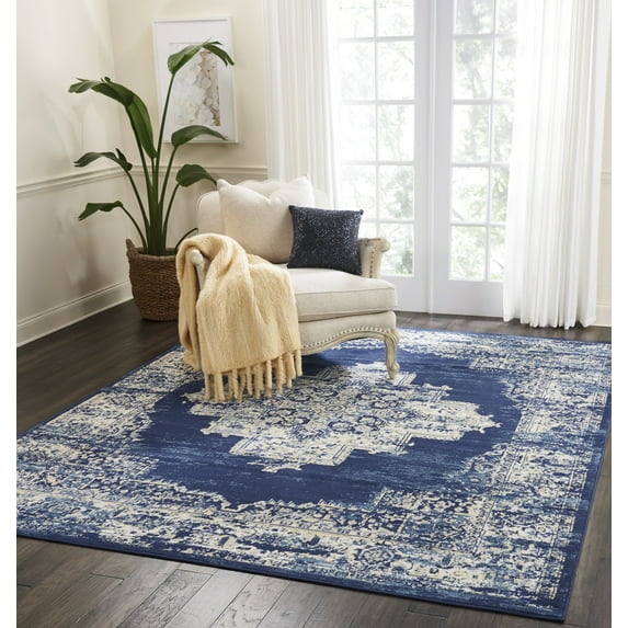 Nourison Grafix Persian Navy Blue 7'10" x 9'10" Area Rug, (8x10)