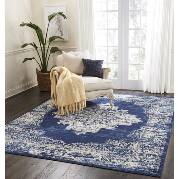 Nourison Grafix Persian Navy Blue 7' x 10' Area Rug, (7x10)