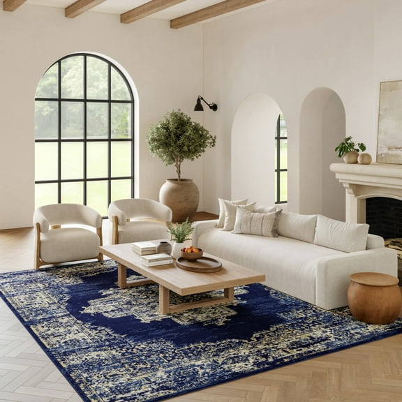 Nourison Grafix Persian Navy Blue 8'6" x 12' Area Rug, (9x12)