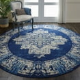 thumbnail image 1 of Nourison Grafix Persian Navy Blue 8' x ROUND Area Rug, (8 Round), 1 of 9