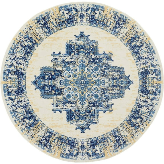 Nourison Grafix Persian White 8' x ROUND Area Rug, (8 Round)