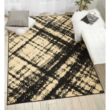 Nourison Grafix Plaid Cream/Black 5'3" x 7'3" Area Rug, (5x7)