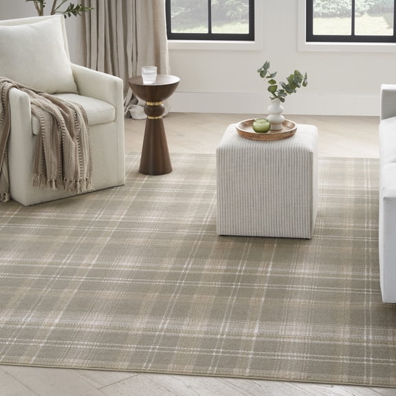 Nourison Grafix Plaid Olive 7'10" x 9'10" Area Rug (8x10)