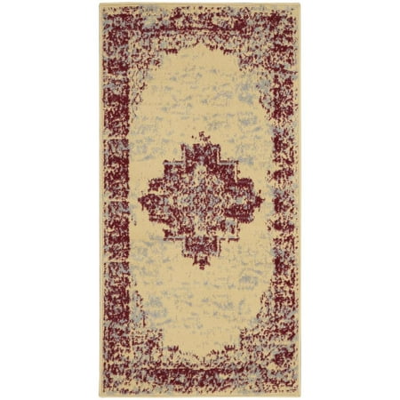 Nourison Grafix Traditional Persian Cream/Red 2' x 4' Area Rug, (2' x 4')