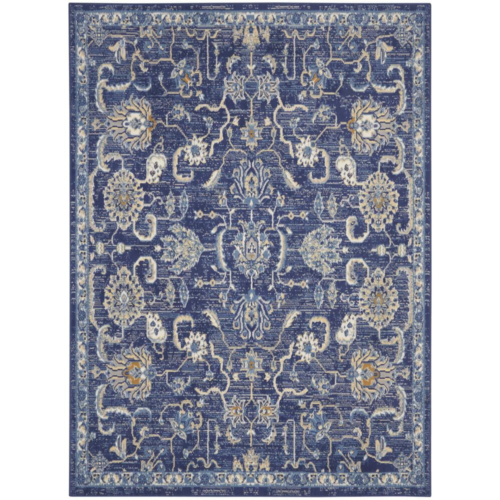 Navy Blue Traditional Persian 4' x 6' Synthetic Area Rug