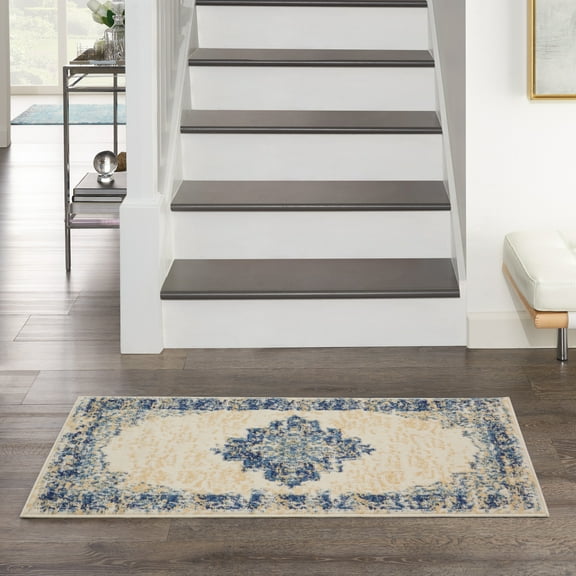 Nourison Grafix Traditional Persian White 2' x 4' Area Rug, (2' x 4')