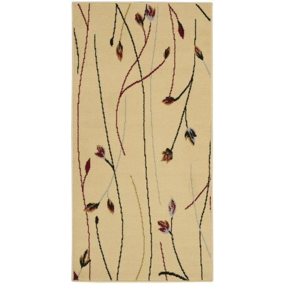 Nourison Grafix Transitional Botanical Cream 2' x 4' Area Rug, (2' x 4')