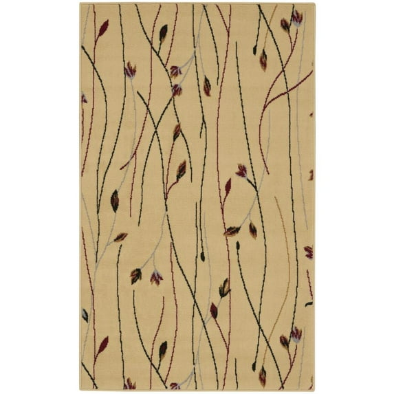 Nourison Grafix Transitional Botanical Cream 3' x 5' Area Rug, (3' x 5')