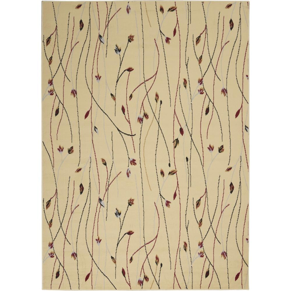 Cream Floral Synthetic 5' x 7' Area Rug
